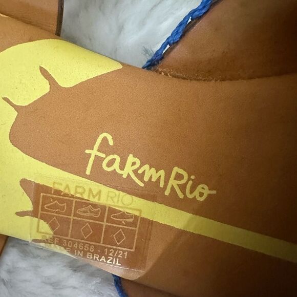 NEW Farm Rio caramel palm tree Whipstitch vegan flat buckle sandals 6 - Picture 6 of 11